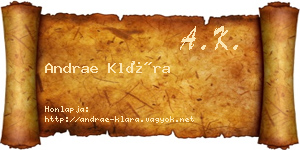 Andrae Klára névjegykártya